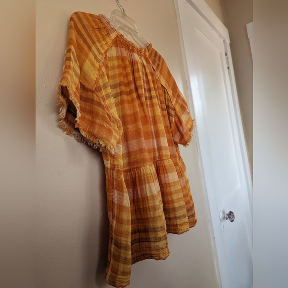 Anthropologie/Pilcro and the Letterpress Bette Babydoll Plaid Top, Orange: SMALL - Picture 11 of 14